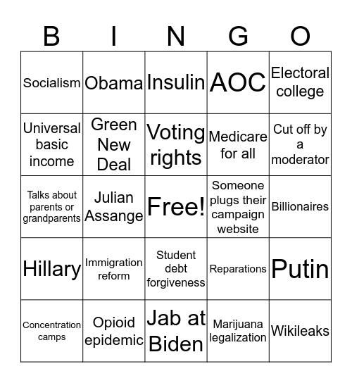 July 2019 Bingo Card