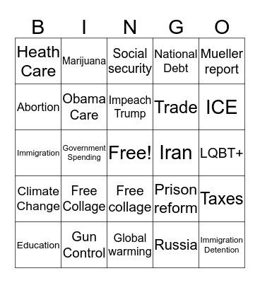 Debate BINGO CARD Bingo Card