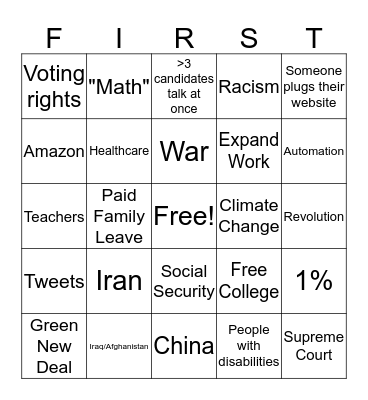 Debates Bingo Card