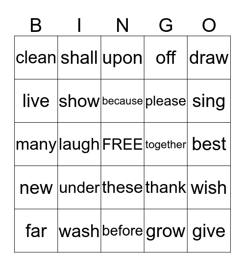 Gr. 1 4-3-14 Bingo Card