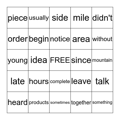 Gr. 2 February Bingo Card