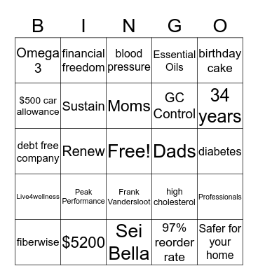 Melaleuca Bingo Card