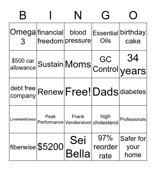 Melaleuca Bingo Card