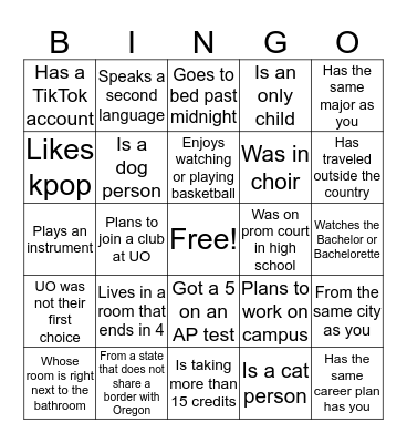Get to Know Your Community! Bingo Card