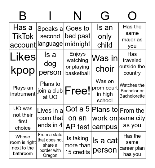 Get to Know Your Community! Bingo Card