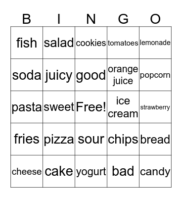 Food  Bingo Card