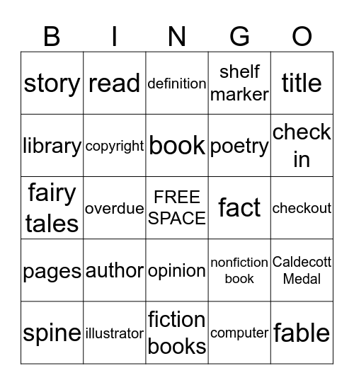 LIBRARY WORDS Bingo Card