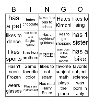 Find someone who... Bingo Card