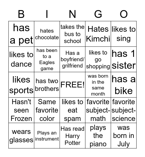 Find someone who... Bingo Card