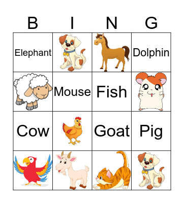 Animals Bingo Card