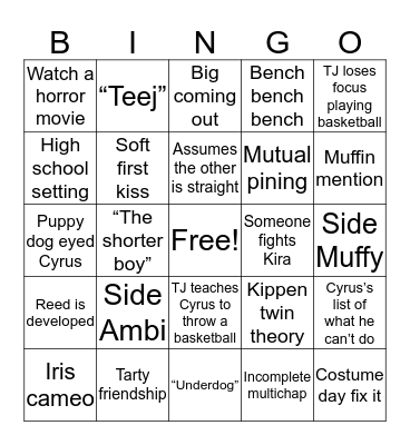 Tyrus fanfic bingo Card