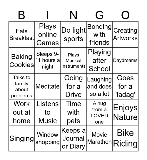 STRESS BINGO Card