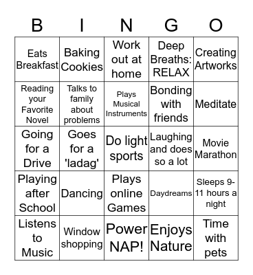 STRESS BINGO Card