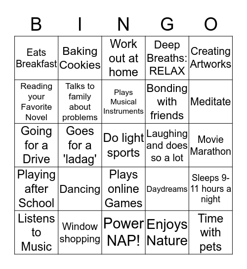 STRESS BINGO Card