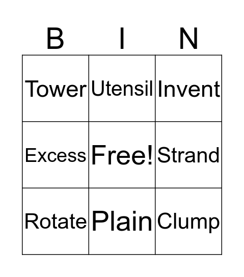 Group 2 Vocab Green Bingo Card