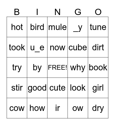 Review Sounds Bingo Card