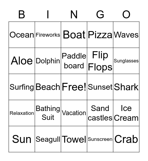 Amicacation Bingo Card