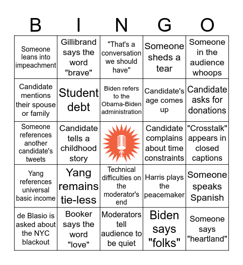 Debate Bingo Card