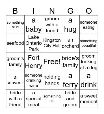 Wedding Weekend Bingo Card