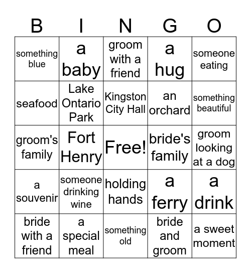 Wedding Weekend Bingo Card