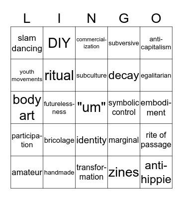 FOLK Bingo Card