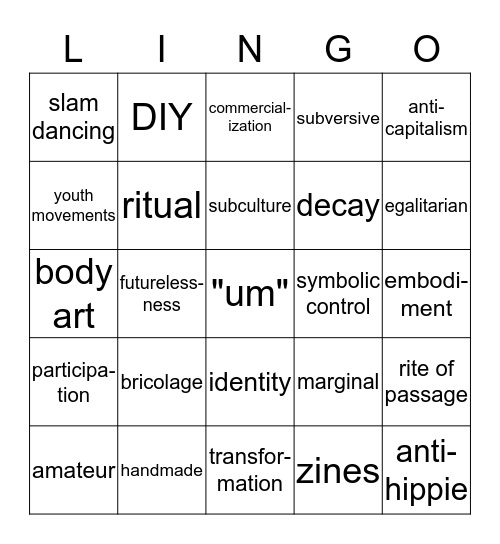 FOLK Bingo Card