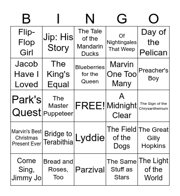 Books by Katherine Paterson Bingo Card
