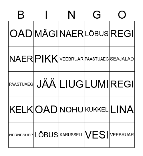 VASTLAPÄEVA BINGO Card
