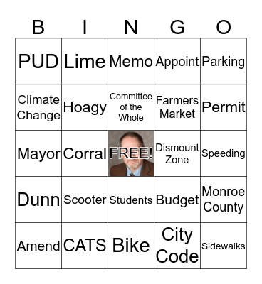 Bloomington Council Bingo! Bingo Card
