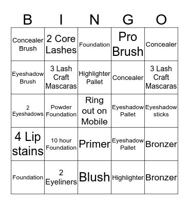 Sephora Color  Bingo Card