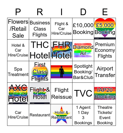 Amex Brighton Pride 2019 Bingo Card