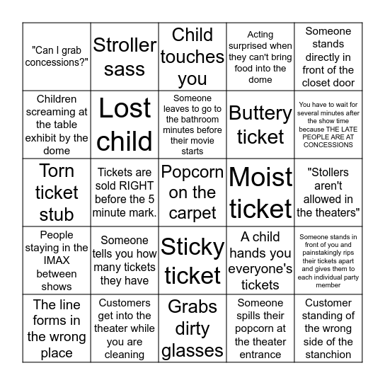 Theaters Bingo (General) Bingo Card