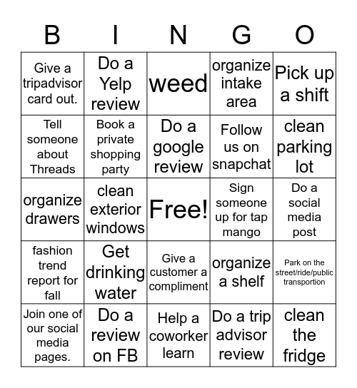DEJA VU Bingo Card