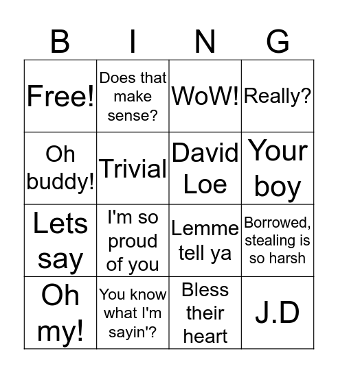 CID Bingo Card