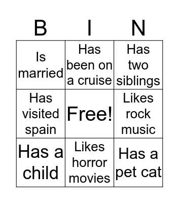 Get-to-know bingo Card