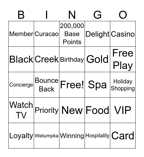 WIND CREEK Bingo Card