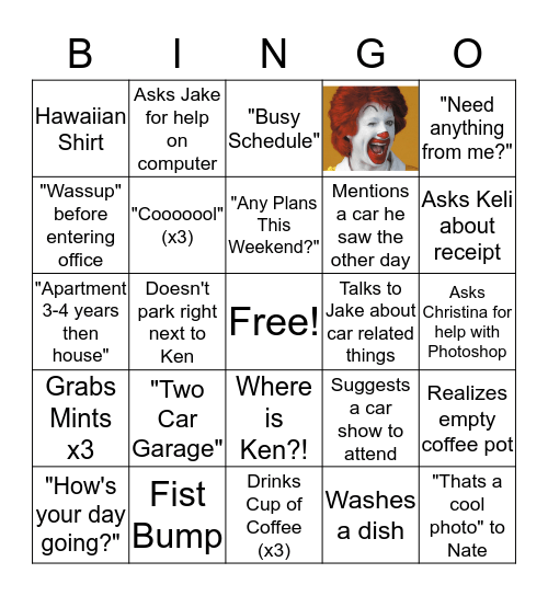 Bingo! Bingo Card