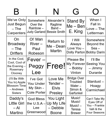 SINGO BINGO Card