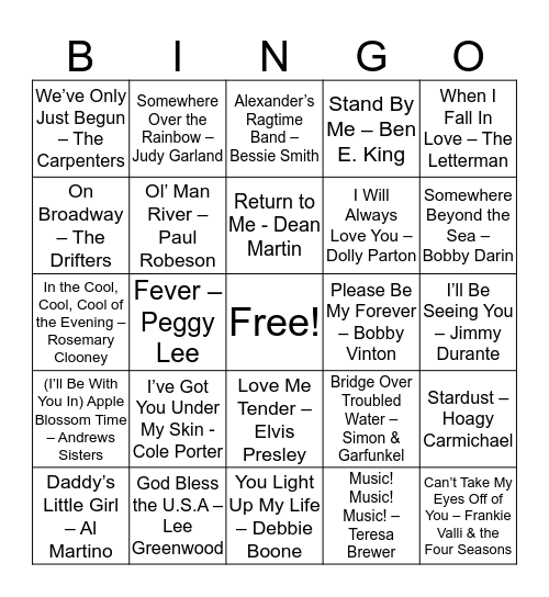 SINGO BINGO Card