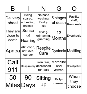 Lifepath Bingo Card