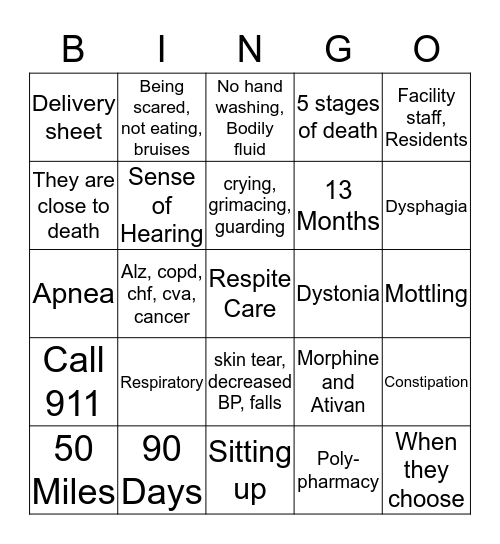 Lifepath Bingo Card