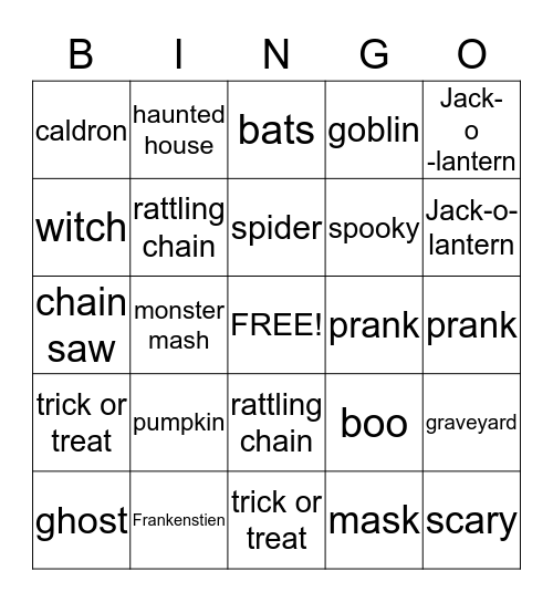 Halloween Bingo Card