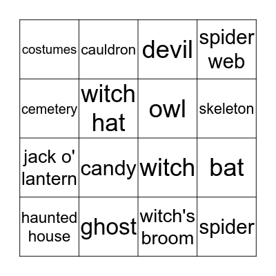 Halloween Bingo Card