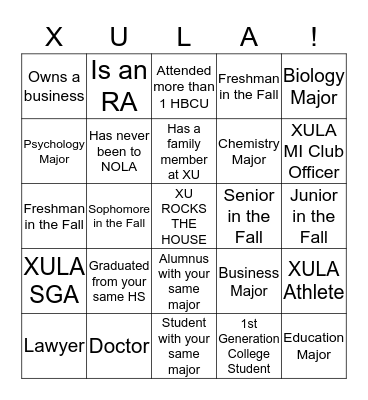 XULA Detroit Student Send Off -Where Dey At Tho? Bingo Card
