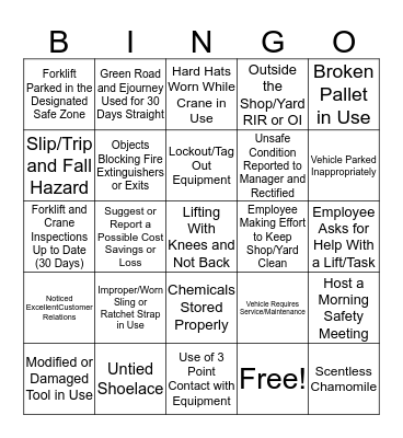 HSE BINGO!! Bingo Card