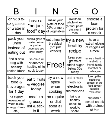 Week 1: Nutrition Bingo Card