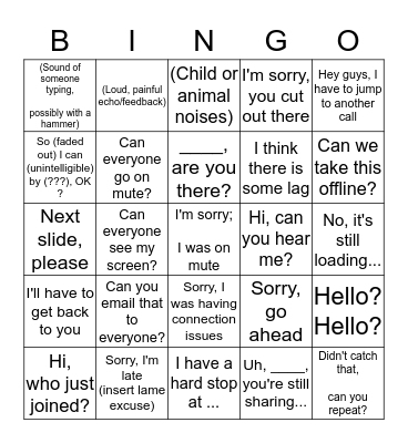 Conference Call Bingo Card