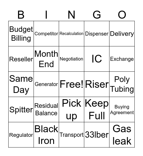 Ferrellgas Bingo Card