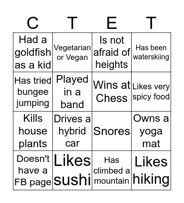 GET TO KNOW YOUR CREW! Bingo Card