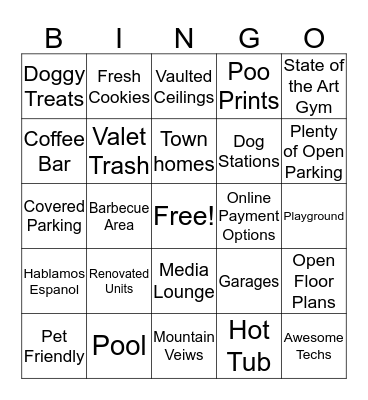 Boulder Canyon Bingo Card